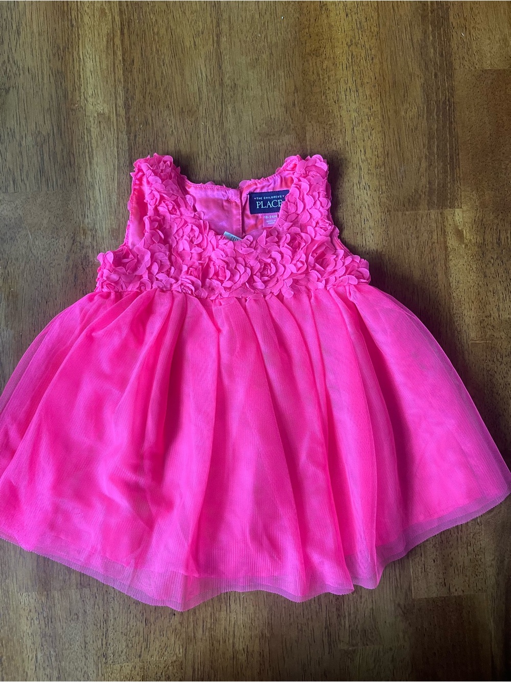 The Children's Place Neon Pink Floral Tulle Party Dress